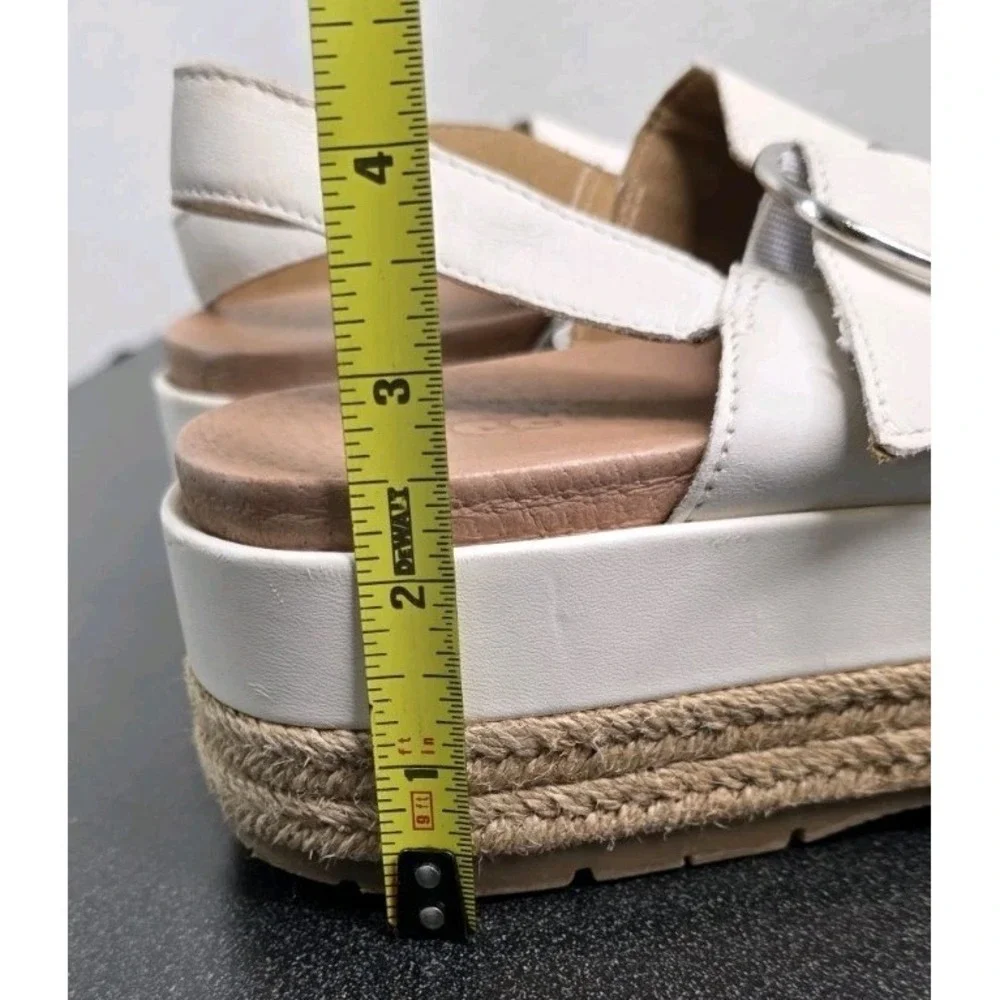 UGG Women 9 White April Espadrille Wedge Platform Buckle Sandals Coastal Cottage